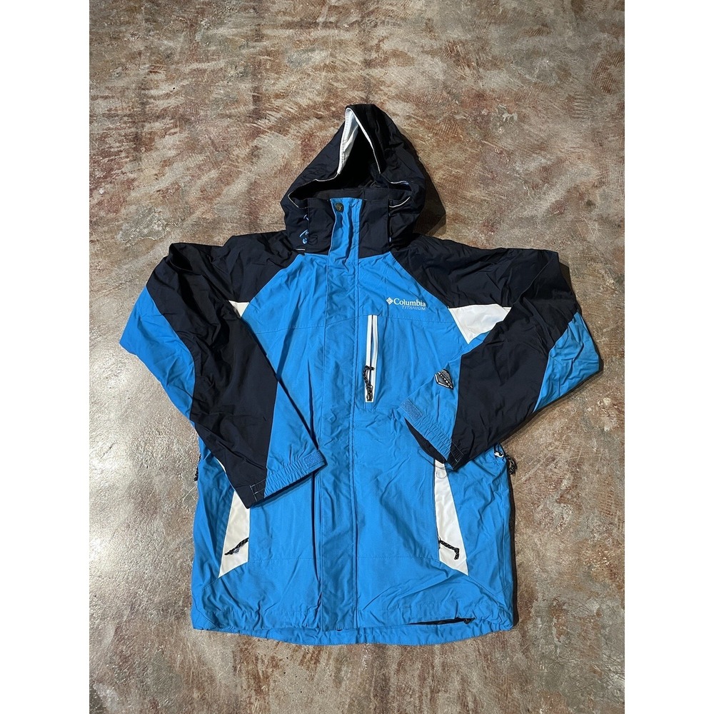 COLUMBIA TITANIUM OMNI TECH BLUE/Black 3 in 1 HOODED JACKET SZ S